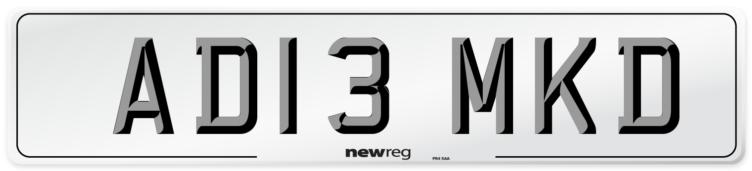 AD13 MKD Number Plate from New Reg
